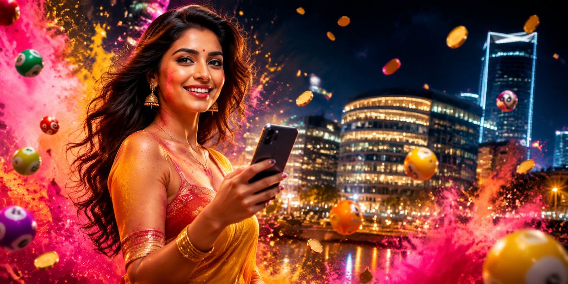 People celebrating Holi festival with lottery tickets